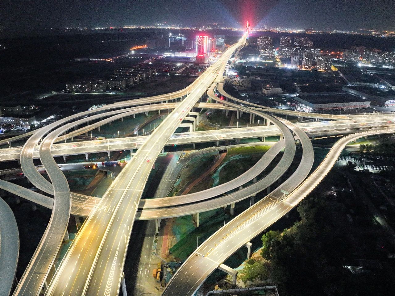 Jinan Zero Interchange, Shanghai Sansi, low-level lighting technology, intelligent lighting, transportation construction