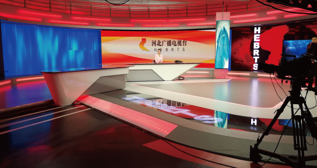 What kind of LED display system should be chosen for the radio and television studio?